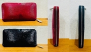 財布の色とファスナーをワイン色から黒色に替える修理のご依頼